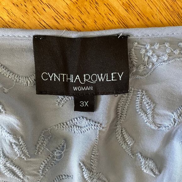 Cynthia Rowley Women's Embroidered Tunic Blouse Size 3X Rayon V-Neck Tassel Ties - Picture 10 of 13